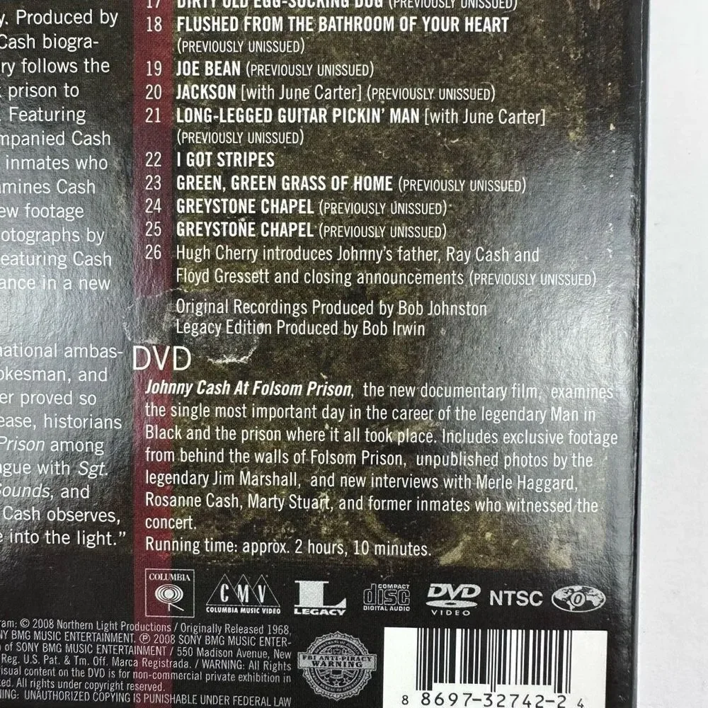 At Folsom Prison by Johnny Cash 2 CD and 1 DVD Music Collection‎